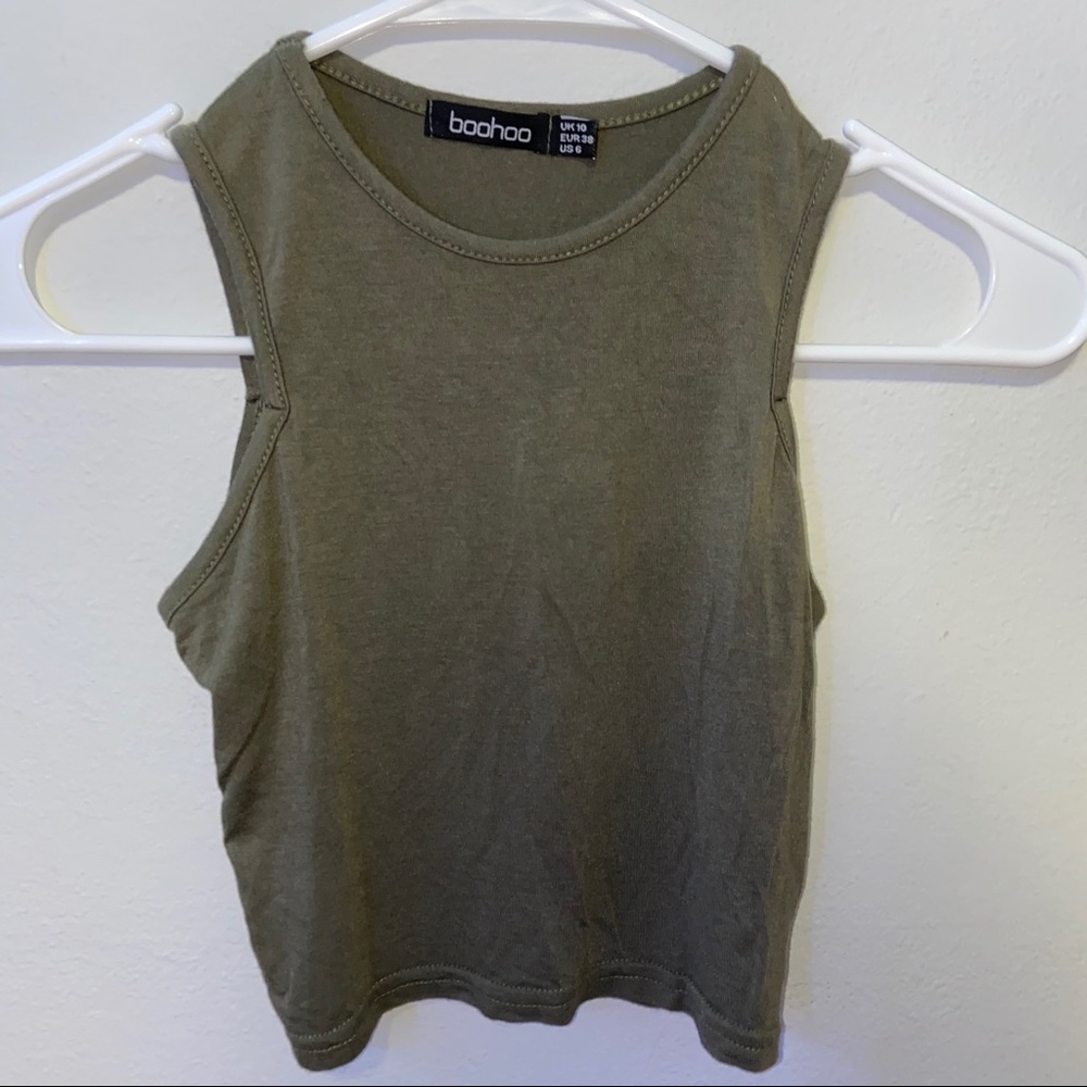 Olive green cropped tank top